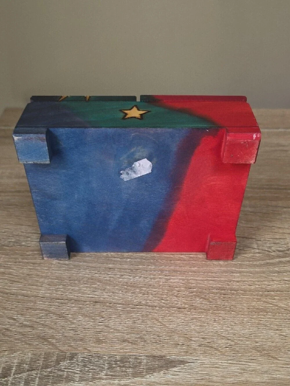 Hand-Painted Sun & Stars Wooden Trinket Box - Multicolor